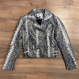 Vigoss Snake Print Leather Moto Jacket